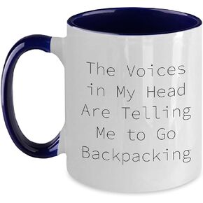 Funny Backpacking Accessory Gifts for the Adventurous Type Funny Backpacking Quotes on Two Tone Ceramic Coffee Mug for Birthday, Black and White, Red and White, Navy and White, Pink and White Options
