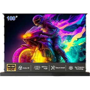 IN&VI 100" 4K CBSP PVC Motorized Floor Rising Projector Screen for Ultra Short Throw Projector,Motorized Projector Screen 4KUltra HD Active,ALR CLR Movie Screen for Home Theater