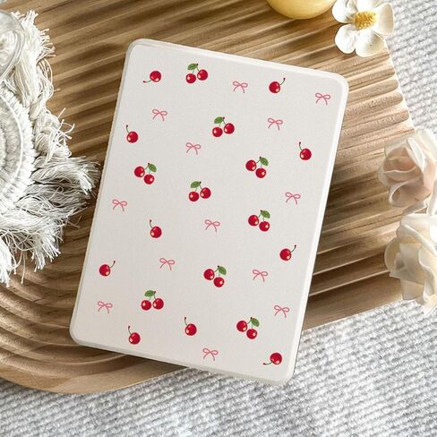 Cute Cherry Red Bow Case for 7" Kindle Paperwhite(12Th Gen,2024)&Kindle Colorsoft Stylish Exquisite Cover with Hand Strap Soft Pu Leather Case Compatible with Kindle Basic Auto Sleep&Wake in Saudi Arabia