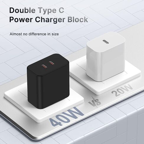 Susnwere 65W Dual USB C Charger Block, 3-Port 100W Fast USB-C Power Adapter Wall Charger Plug Type C Charging Adapter for Laptop & Tablets/Android Phones iPhone 17/16/15 Pro Max, iPad Pro/Air/mini in Kuwait