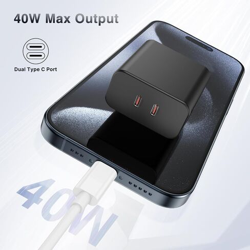 Susnwere 65W Dual USB C Charger Block, 3-Port 100W Fast USB-C Power Adapter Wall Charger Plug Type C Charging Adapter for Laptop & Tablets/Android Phones iPhone 17/16/15 Pro Max, iPad Pro/Air/mini in Kuwait