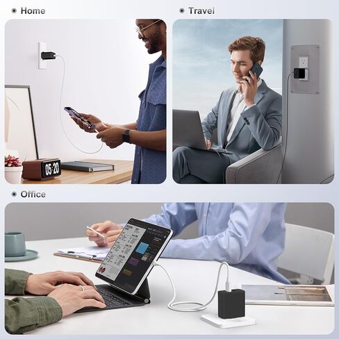 Susnwere 65W Dual USB C Charger Block, 3-Port 100W Fast USB-C Power Adapter Wall Charger Plug Type C Charging Adapter for Laptop & Tablets/Android Phones iPhone 17/16/15 Pro Max, iPad Pro/Air/mini in Kuwait