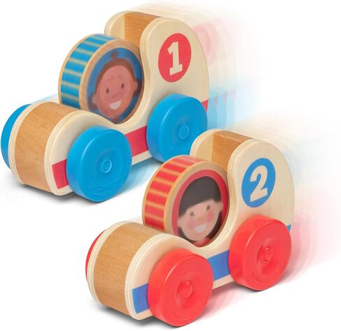 Melissa & Doug GO Tots Wooden Race Cars (2 Cars, 2 Disks) - Stacking Toys For Infants, Hand Push Vehicles, Wooden Car Toys For Toddlers Ages 1+ - FSC-Certified Materials in Saudi Arabia