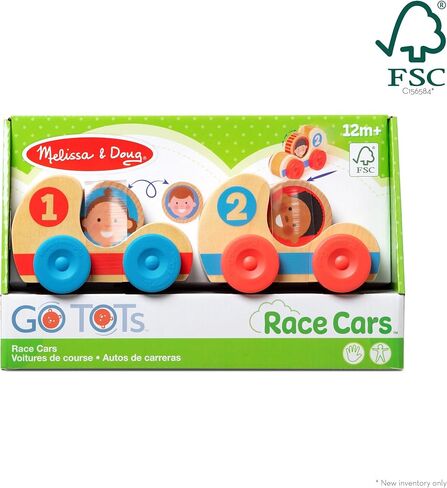 Melissa & Doug GO Tots Wooden Race Cars (2 Cars, 2 Disks) - Stacking Toys For Infants, Hand Push Vehicles, Wooden Car Toys For Toddlers Ages 1+ - FSC-Certified Materials in Saudi Arabia