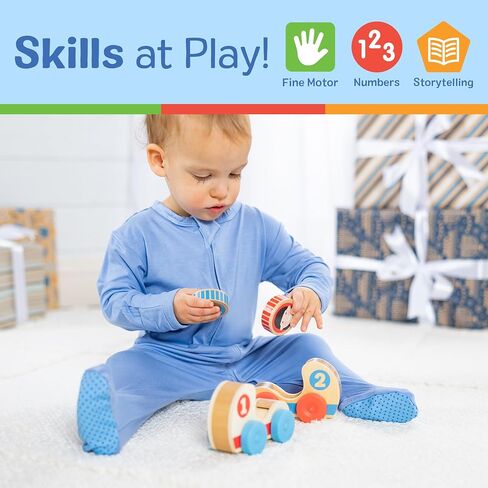 Melissa & Doug GO Tots Wooden Race Cars (2 Cars, 2 Disks) - Stacking Toys For Infants, Hand Push Vehicles, Wooden Car Toys For Toddlers Ages 1+ - FSC-Certified Materials in Saudi Arabia