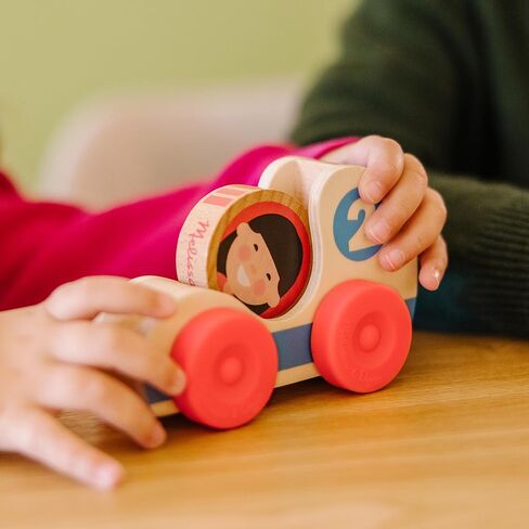 Melissa & Doug GO Tots Wooden Race Cars (2 Cars, 2 Disks) - Stacking Toys For Infants, Hand Push Vehicles, Wooden Car Toys For Toddlers Ages 1+ - FSC-Certified Materials in Saudi Arabia