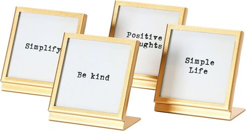 Creative Co-Op Square Metal & Glass Easel & Saying, 4 Styles Picture Frames and Photo Holders, Multi in Saudi Arabia