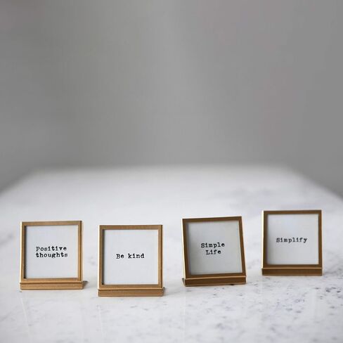 Creative Co-Op Square Metal & Glass Easel & Saying, 4 Styles Picture Frames and Photo Holders, Multi in Saudi Arabia