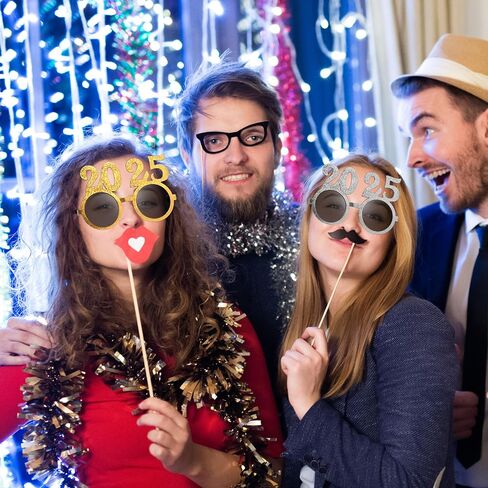Kanayu 6 Pairs 2024 Glasses 2024 New Years Glasses New Years Number Party Eyeglasses Family Reunion Photo Booth Props for New Year Holiday Celebration Party Supplies Favors in Kuwait