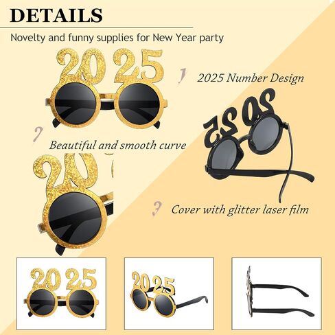 Kanayu 6 Pairs 2024 Glasses 2024 New Years Glasses New Years Number Party Eyeglasses Family Reunion Photo Booth Props for New Year Holiday Celebration Party Supplies Favors in Kuwait