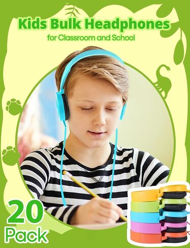 2 Pack Kids Headphones for School Classroom K-12, Swivel Foldable, HD Stereo, 3.5mm Jack Wired Headphone for Kids Children Student (Blue+Pink) in Kuwait