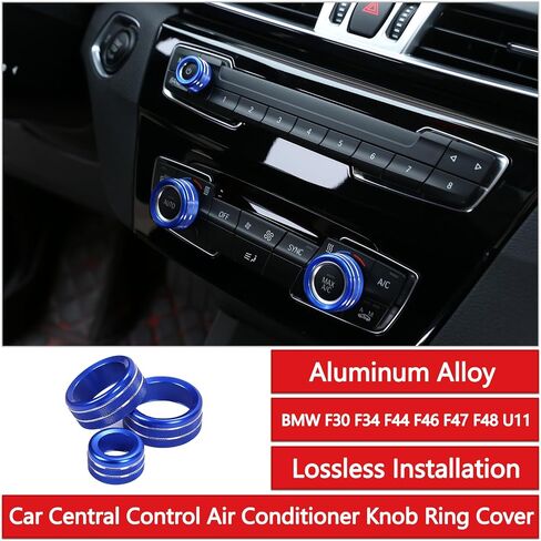 Car Center Console Air Conditioner Knobs Ring Trim Compatible with BMW 1 2 3 4 Series F30 F34 F46 GT X1 F44 F47 F48 U11,A/C Climate Control and Radio Volume Knob Ring Cover (Red) in Kuwait
