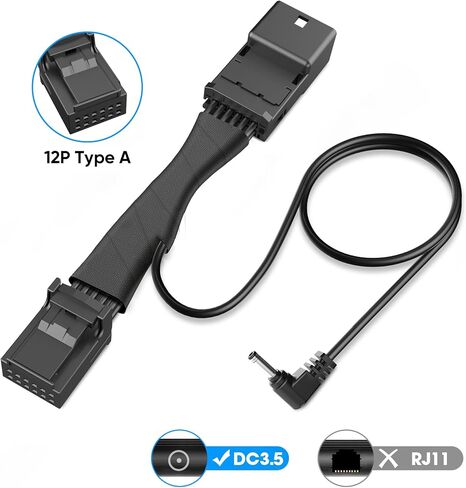 Radar Detector Power Adapter RJ11 Plug (12P Type A) Compatible with Toyota Tacoma15-23,Highlander15-16,Tundra14-21,Sienna,Honda Ridgeline,with Auto-dimming Rearview Mirror,Clean Install in Saudi Arabia