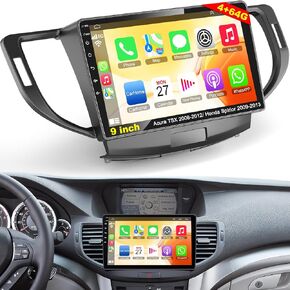 4G+64G Car Radio Stereo for Acura TSX 2009-2014/Honda Spirior 2009-2013, Wireless Carplay&Android Auto with Android 13 Support Bluetooth/Voice Control/GPS/WiFi/Back-up Camera/SWC/FM