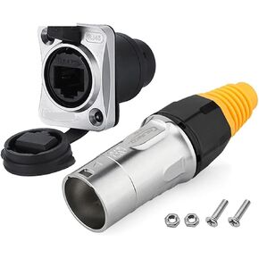 YT Ethernet Cat5e 8-Pin Waterproof Panel Mount RJ45 Signal Cable Connector Socket Adapter for Network Laptop Telecom
