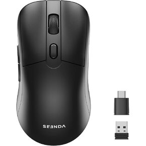 seenda Wireless Gaming Mouse, USB C Mouse, Web-Based Driver, 18000 DPI, 67g Lightweight, 6 Programmable Buttons, Type-C Rechargeable Mouse Gamer for PC/Laptop/Mac - Black