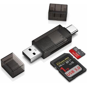 SD Card Reader for iPhone 16e/16/16 Pro Max/16 Plus/15,Samsung S25 Edge S24,iPad,Laptop,PC,MacBook, USB 3.0 Dual Slots USB C to Micro SD Card Adapter Memory Card Reader for SD/Micro SD/SDHC/SDXC/MMC
