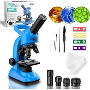 Kids Microscope,40-1600x Microscope Kit for Kids Beginners Children,STEM Kit,Prepared Slides,LED Light and Configured Various Operating Tools- Science Experiment Toy for Kids Ages 6-12