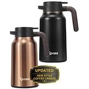 Thermal Coffee Carafe 70 oz - 36 Hour Hot Stainless Steel Carafes for Hot Liquids-Insulated Coffee Carafes For Keeping Hot/Cold Coffee, Tea, Water, Drink Dispenser for Parties(Black)