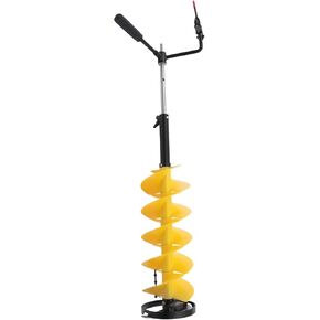 Ice Drill Auger, 8" Drill Bit, Cordless Nylon Ice Fishing Auger with 14" Extension Rod, Ice Fishing Rod Rack and 1 Set Blades for Ice Fishing Ice Burrowing