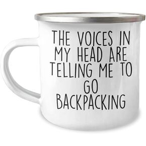 Inspirational Backpacked Memories Camping Mug for Birthday Unique Gifts - Funny Backpacking Gifts from Friends for Adventure Lovers - 12 oz Stainless Steel with Enamel Finish