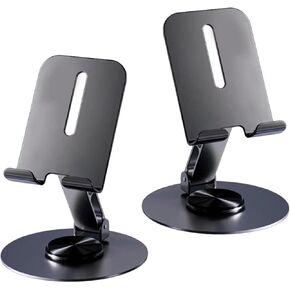 2 Pack Phone Stand for Desk, Adjustable 360° Rotation Cell Metal Phone Holder Stand with iPhone 16 Pro Max and All Smartphones