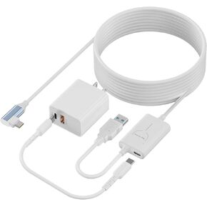 Upgrade Link Cable 16FT for Oculus/Meta Quest 3S, Quest 3/2/Pro/Pico 4/Ultra, PC/Steam VR Link Cable with Separate Charging Port, USB 3.0 Type C to C Charging Cable for VR Headset Gaming Accessories