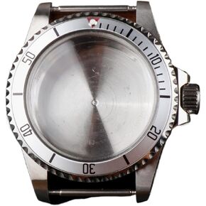 Watch Case For NH35/36 Movement Acrylic Dome Crystal Silver Aluminum Bezel 120 Click Watch Accessories 5ATM watch case
