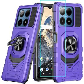 for Boost Summit 5G Case with 1 Pack Screen Protector,Dual Layer Hybrid Heavy Duty Defender Protection,Sleek Rugged Reinforced Cushion Corner Kickstand Shockproof Bumper Cover Black