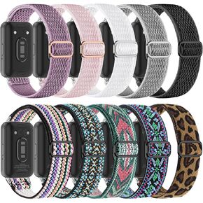 10 Pack Stretchy Nylon Watch Bands Compatible with Samsung Galaxy FIT 3,Soft Breathable Adjustable Elastic Sport Replacement Skin Friendly Fabric Strap for Galaxy FIT 3 SM-R390 Women Men