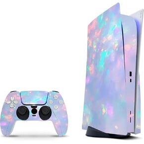 ZOOMHITSKINS Compatible with PS5 Digital Version (No Disk Version) Skin, Gemstone Pattern Unicorn Spark Silver, Durable, Bubble-free, Precisely Cut