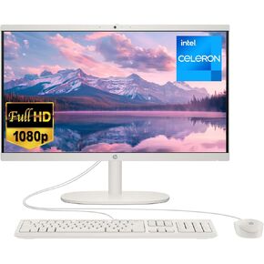 HP Premium All-in-One Desktop, 21.5" FHD Display, Intel Celeron J4025, 16GB RAM, 1TB SSD, Webcam, HDMI, Wi-Fi 6, Wired KB & Mouse, Windows 11 Home, White (Renewed)