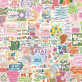 100 Inspirational Stickers Pack for Preppy Girls Women Kids Vinyl Waterproof Positive Aesthetic Stickers for Water Bottles, Laptop, Phone Pink Aesthetic Preppy Stuff, Things, Motivational Decals