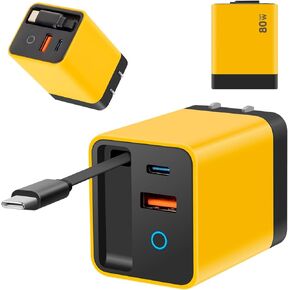 3 in 1 GaN Charger,Scalable 80w Max Fast Charger Module with Type-C Cable & 2 USB Ports, Scalable Charging for iPhone 15/14, Samsung, MacBook, iPad, Laptops - Home Travel Essential