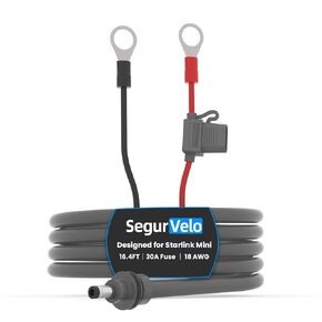 Starlink Mini O Ring to DC Connecters Extension Cable, 18AWG Starlink Mini Direct Battery Power Cable with ATC/ATO Fuse Holder, Weatherproof, Perfect for Off-Road, RV, or Marine Use (10FT)