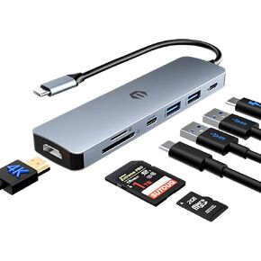 USB C Hub, TOTU 7 in 1 USB C Dock with 4K HDMI, 2 USB 3.0, USB C 3.0, 100W Type C PD, SD/TF Card Slot for USB C Laptops and Other Type C Laptops