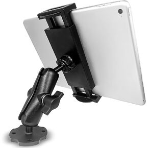 Car Tablet Holder Mount - Heavy Duty Drill Base, 360° Rotation Holder Stand for Truck Compatible with iPad Samsung Tab 5"-13" Tablet and Phone, iPad Stand for Wall Business Vehicle Desktop