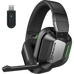 VK82 Wireless 2.4GHz Gaming Headset for PS5, PS4, PC - Bluetooth Gaming Headphones with Noise Canceling Mic, Low Latency, Stereo Sound, 50+Hr Battery, Headset for Nintendo Switch, Black