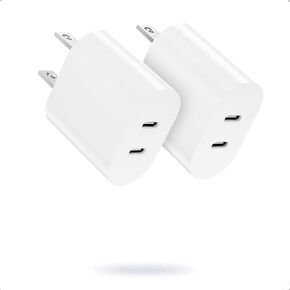 USB C Fast Charger Block, 2-Pack Dual USB C Port Wall Plug with PD 3.0 Fast Charging Compact Type C Cube Charger Power Block for Apple iPhone 16 15 14 13 12 11 Pro Max Mini SE XS XR X, iPad
