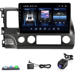 Honda Civic 2006-2011 Car Stereo with 10.1" HD Touchscreen, Wireless CarPlay/Android Auto, DSP Sound System, 2+64GB, 1080P AHD Backup Camera, FM/AM Radio, Split Screen & WiFi