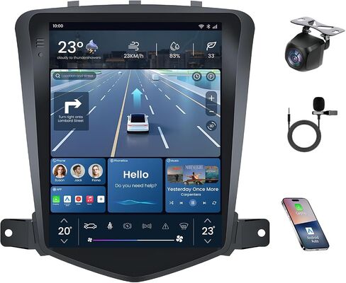 راديو ستيريو للسيارة لـ Chevy Cruze 2009-2015: 5G WiFi 10.4 بوصة IPS شاشة اللمس اللاسلكية Carplay Andriod Auto Bluetooth FM GPS Mavigation 1080p Career Camper Wheel in Kuwait
