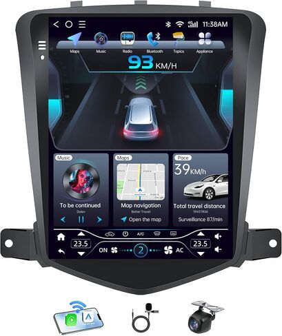 راديو ستيريو للسيارة لـ Chevy Cruze 2009-2015: 5G WiFi 10.4 بوصة IPS شاشة اللمس اللاسلكية Carplay Andriod Auto Bluetooth FM GPS Mavigation 1080p Career Camper Wheel in Kuwait