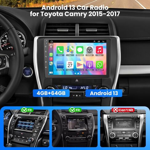 4GB+64GB Android 13 Car Radio for Toyota Camry 2015 2016 2017, 10.2 Inch Touch Screen Support Wireless CarPlay & Android Auto, Bluetooth 5.2 & Voice Control, GPS & WiFi, Backup Camera Car Stereo in Saudi Arabia