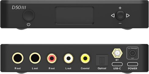 TOPPING D50 III Desktop HiFi DAC & Preamplifier, Dual ES9039Q2M, Bluetooth 5.1, Hi-Res Audio, DSD512/PCM768kHz Support, RCA/TRS Outputs, Includes 12V Trigger and Remote Control (Black) in Saudi Arabia