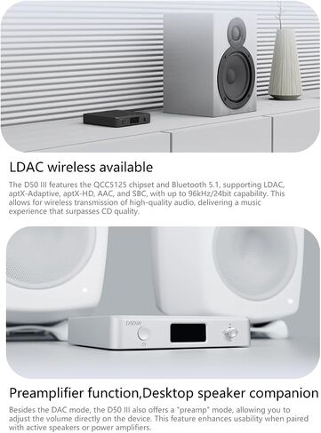TOPPING D50 III Desktop HiFi DAC & Preamplifier, Dual ES9039Q2M, Bluetooth 5.1, Hi-Res Audio, DSD512/PCM768kHz Support, RCA/TRS Outputs, Includes 12V Trigger and Remote Control (Black) in Saudi Arabia