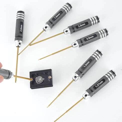 Professional RC Titanium Plated Ti Coated Hex Screwdriver Set - 7PCS Precision Hexagon Allen Kit (0.9-3.0mm) for RC Car, Drone, Helicopter, Durable RC Tool Kit in Kuwait