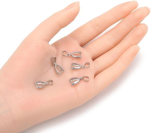 100pcs Pendant Pinch Bail Clip 20mm Connector White Gold Platinum Plated Brass for Jewelry Craft Making CF279-3 in Kuwait