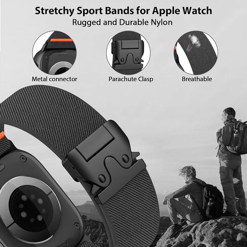 Elastic Sport Band for Apple Watch Ultra/2 Bands 49mm 46mm 45mm 44mm 42mm 41mm 40mm 38mm Men Women, Adjustable Parachute Buckle Nylon Strap Soft Fabric Wristband for iWatch Series 10 SE 9 8 7 6 5 4 3 in Kuwait