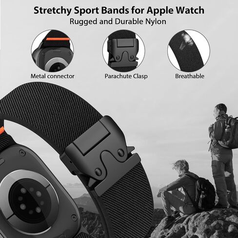 Elastic Sport Band for Apple Watch Ultra/2 Bands 49mm 46mm 45mm 44mm 42mm 41mm 40mm 38mm Men Women, Adjustable Parachute Buckle Nylon Strap Soft Fabric Wristband for iWatch Series 10 SE 9 8 7 6 5 4 3 in Kuwait