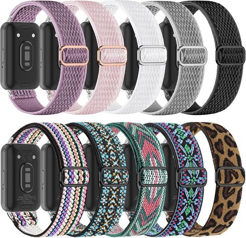 10 حزمة نايلون نايلون نايلون نطاقات متوافقة مع Samsung Galaxy FIT 3 ، ناعم قابل للتعديل قابلة للتعديل مرنة البديل حزام نسيج صديق للجلد لصالح Galaxy Fit 3 SM-R390 نساء الرجال in Kuwait